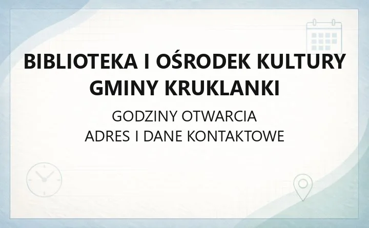 Biblioteka i Ośrodek Kultury Gminy Kruklanki - kontakt, wynajem sal, zajęcia