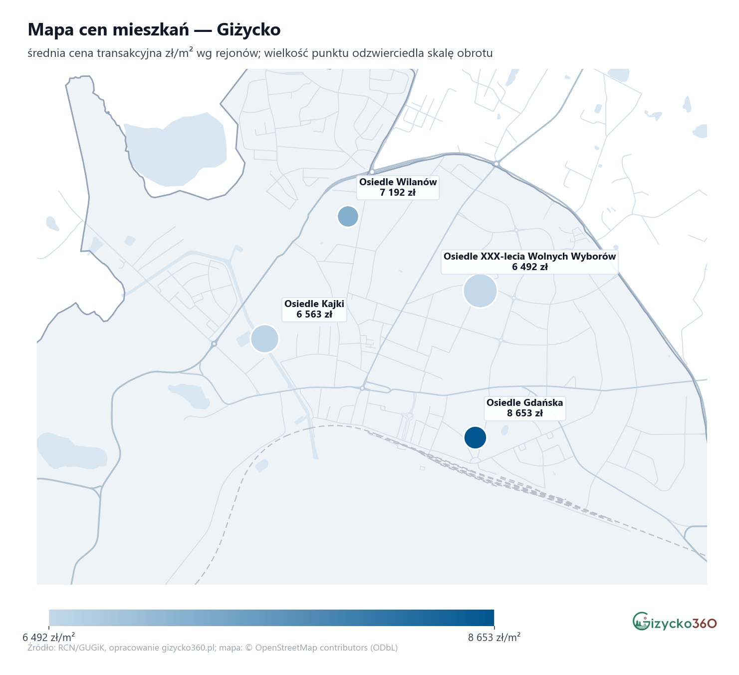 Mapa cen mieszkań - Giżycko
