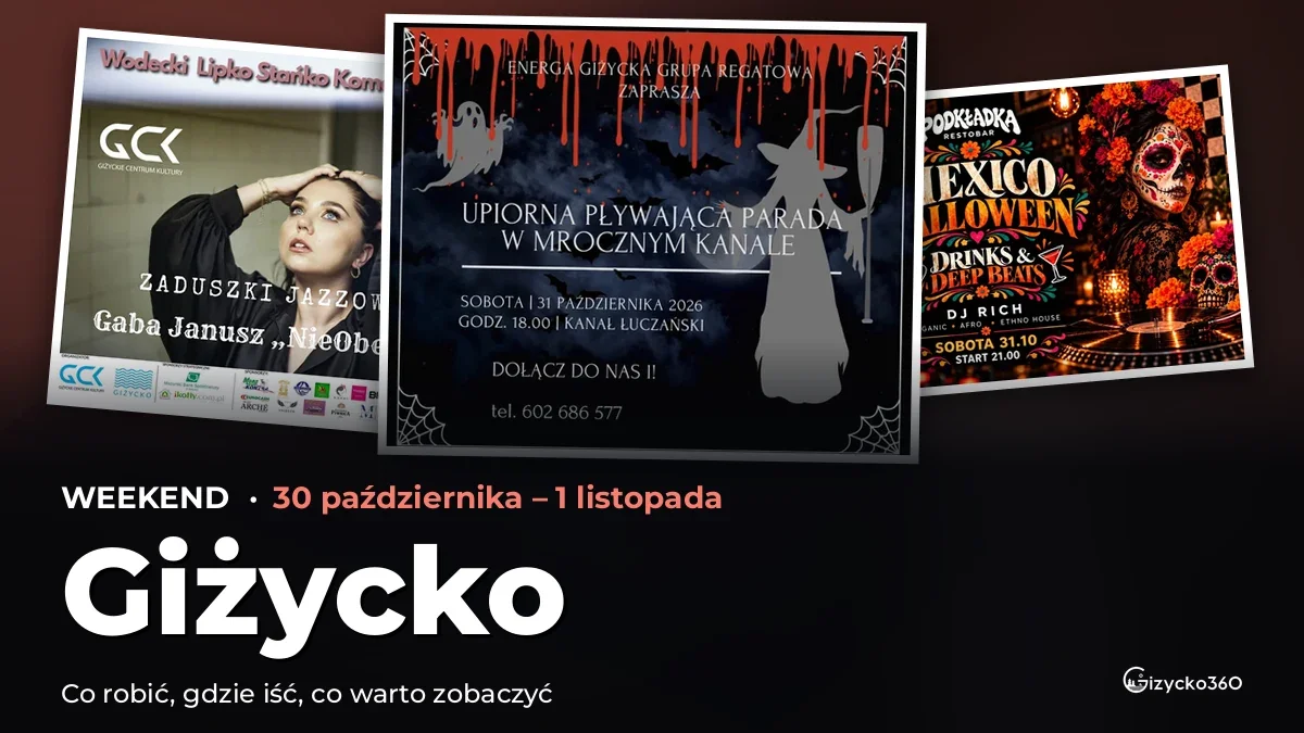 Co robić w weekend w Giżycku? Wydarzenia 30 października – 1 listopada – okładka przeglądu weekendowego