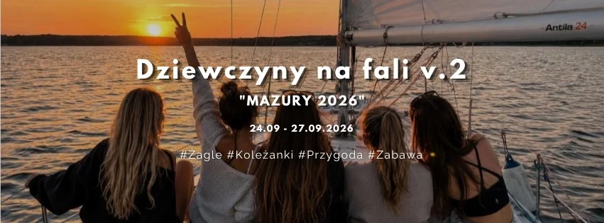 Grafika promocyjna wydarzenia Babski Rejs – Mazury 2026: żeglarska przygoda