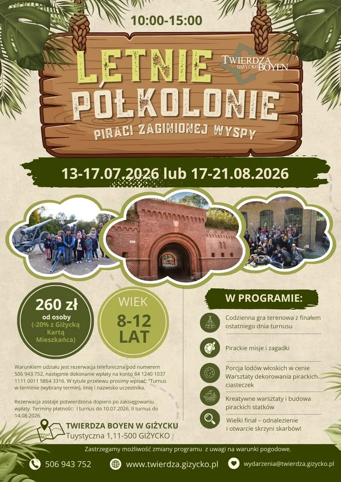 Grafika promocyjna wydarzenia Letnie półkolonie Twierdzy Boyen – piracka przygoda