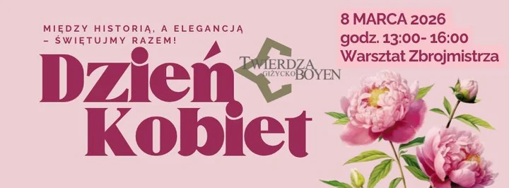 Grafika promocyjna wydarzenia Między Historią, a elegancją – Dzień Kobiet w Twierdzy Boyen