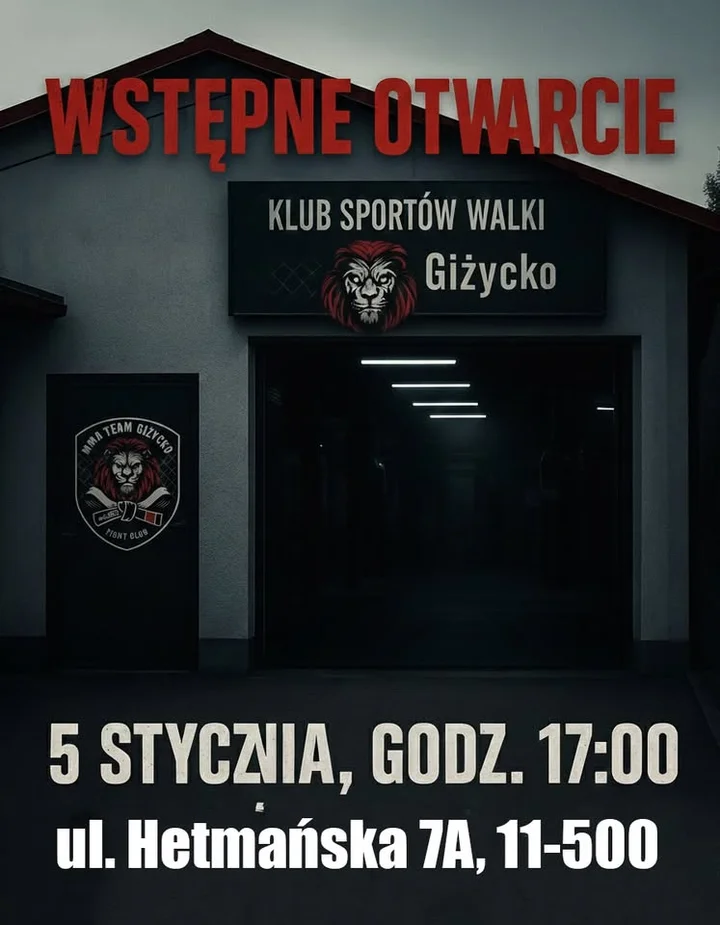 Grafika promocyjna wydarzenia Nowy nabór w MTG Klub sportów walki Giżycko (MMA TEAM GIŻYCKO – FIGHT CLUB)