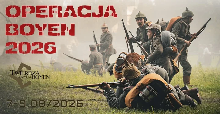 Grafika promocyjna wydarzenia Operacja Boyen 2026 — „Bój o Twierdzę Boyen” w Giżycku