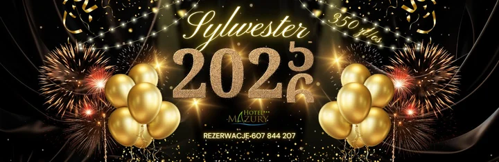 Grafika promocyjna wydarzenia Sylwester 2025 — Bal w Hotelu Mazury
