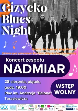 Grafika promocyjna wydarzenia Giżycko Blues Night – koncert zespołu NADMIAR