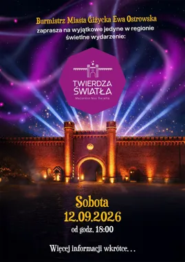 Grafika promocyjna wydarzenia Twierdza Światła 2026 w Giżycku