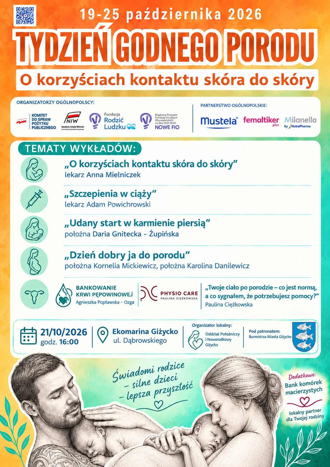 Grafika promocyjna wydarzenia Tydzień Godnego Porodu w Giżycku