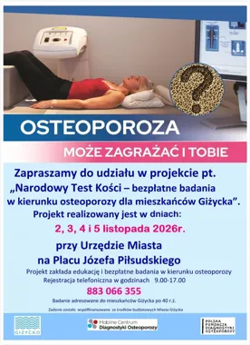 Bezpłatne badania kości w Giżycku. Liczba miejsc jest ograniczona
