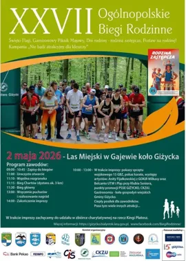 Rodzinny bieg w lesie pod Giżyckiem. Start łączy sport i majowe święto