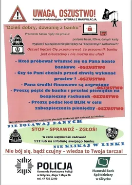 Telefon od „wnuczka” w Giżycku. Oszuści znów próbują zdobyć pieniądze