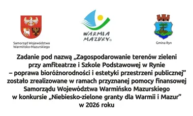 Nowa zieleń przy amfiteatrze i szkole w Rynie. Projekt kosztował ponad 51 tys. zł